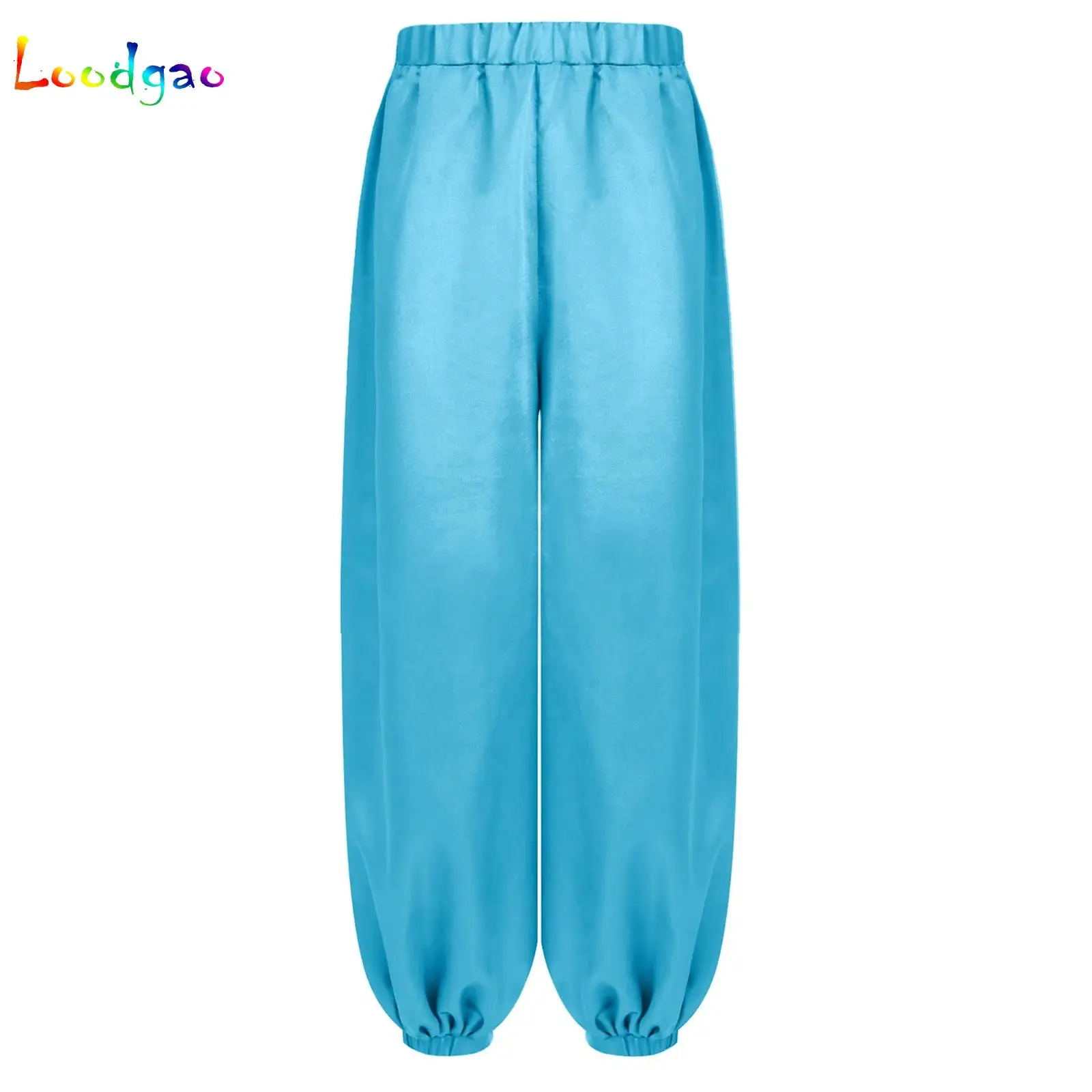 

Girls Boys Satin Bloomers Halloween Arabian Prince Cosplay Harem Pants Lantern Long Pants for Masquerade Theme Party Cosplay