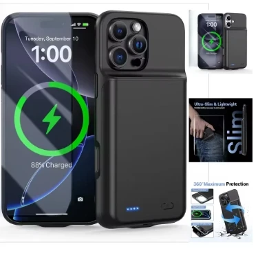 

10000mAh for IPhone 16 Pro Max/16 Pro/ Smart Battery Charger Case Battery Pack Power Bank External Charging Cover Bateria
