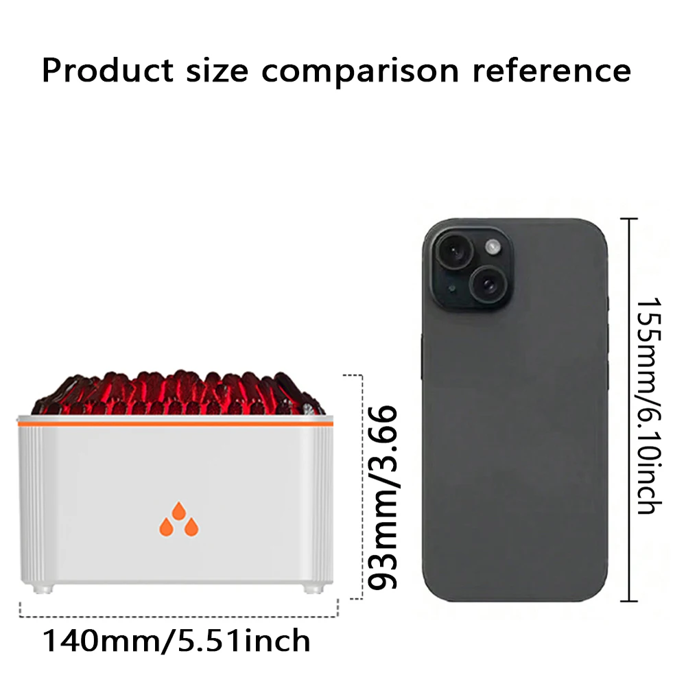 Safe Flame Simulation Essential Oil Diffuser with Quiet Operation Suitable for Home Office and Mood Enhancement