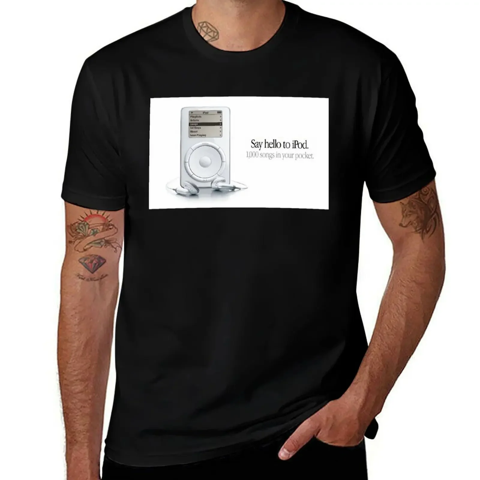 Vintage Apple: iPod 1000 songs in your pocket. T-Shirt cute tops street wear anime stuff vintage t shirt men