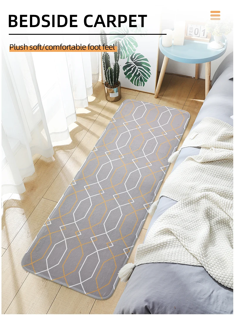 Cartoon Bedroom Carpet Home Bedside Blanket Long Strip Plush Bed Front Floor Mat Living Room Sofa Coffee Table Non-slip Foot Ma