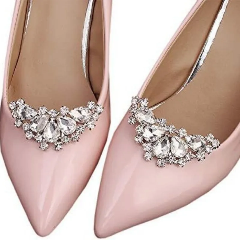 

Fashion Rhinestone Shoe Buckle Detachable Flower Shoe Clips Crystal Bowknot Decoration Charms for Wedding Bridal Shoe Accessorie