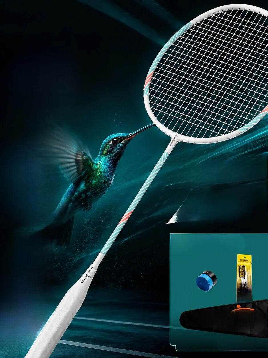 raquette-de-badminton-d'entrainement-ultra-legere-24-livres-entierement-en-carbone-modele-simple-et-volant-de-badminton-offensif-26-livres-hummingbird-4u