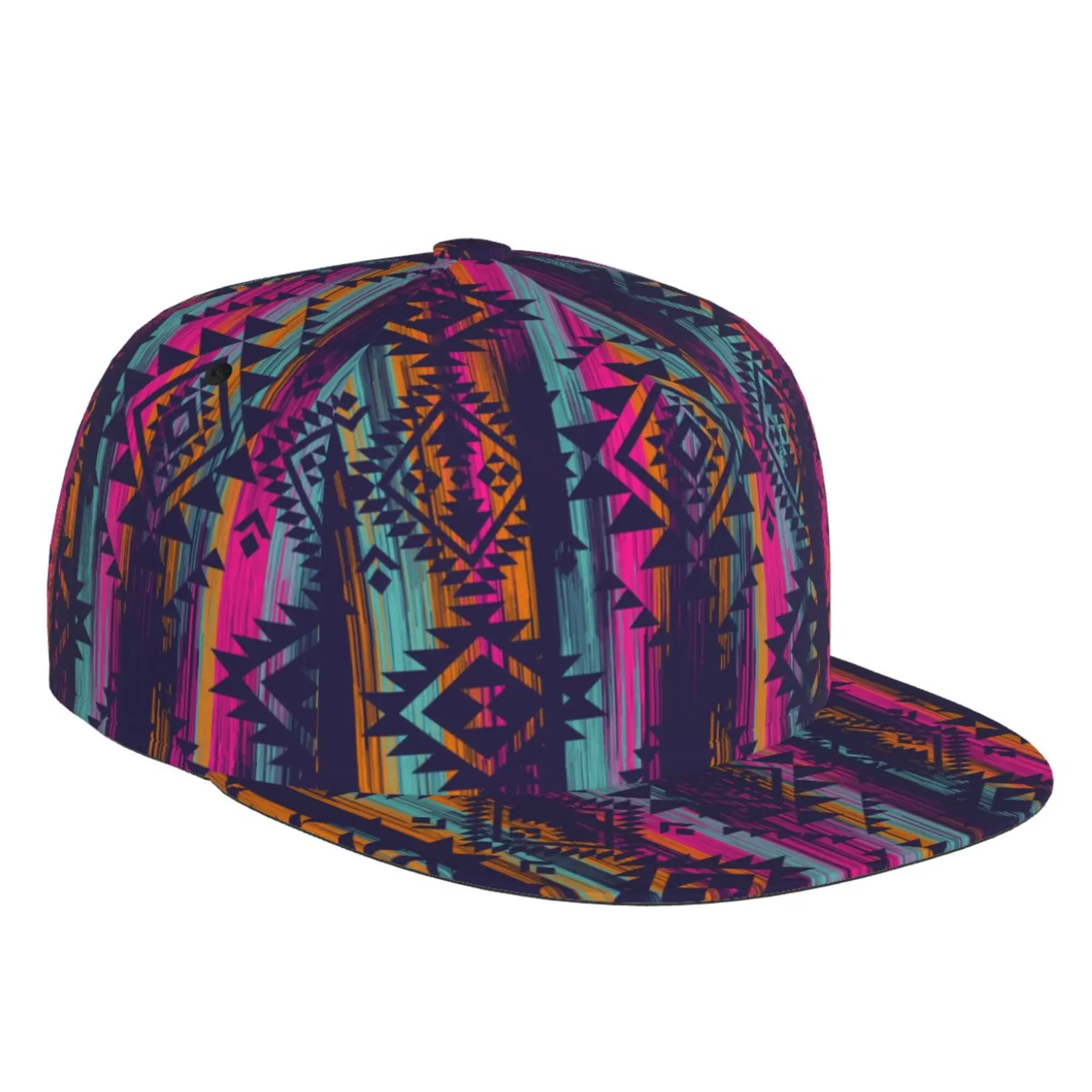 

Colorful Boho Retro Baseball Cap Snapback Hat Rapper Hiphop Flat Brim Cap for Men Women Adult Adjustable Print One Size