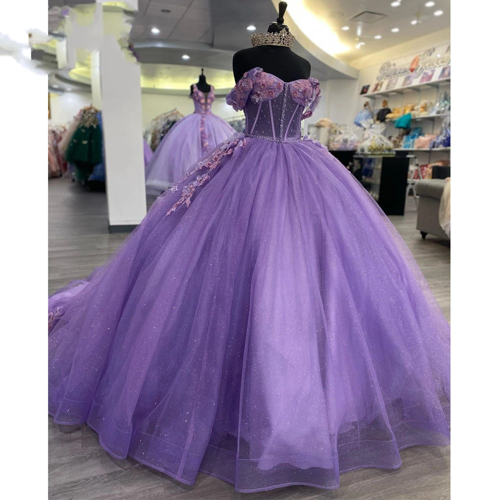 ANGELSBRIDEP Purple Quinceanera Dresses For 15 Years Old Girls Sweetheart Beaded Birthday Party Gowns Graduation Customized