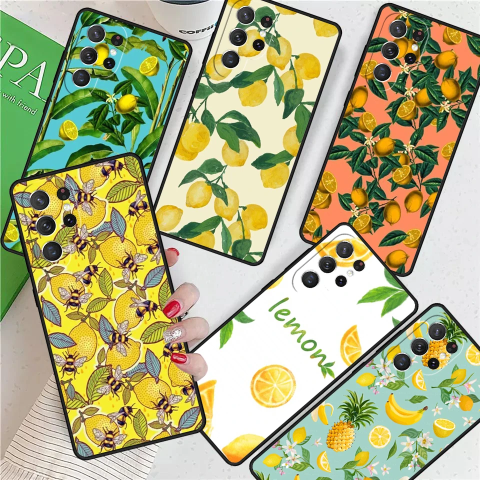 Summer Lemon and Leaf For Samsung Galaxy S24 Ultra S21 S22 S8 S9 S10 5G Note 10 20 Plus FE S23 Phone case Cover Coque