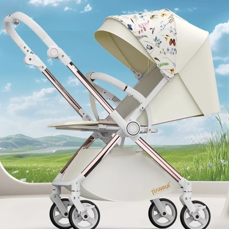 2025 high-view hand-pushing baby stroller Two-way adjustable pull-bar baby stroller Multi-functional lightweight baby stroller