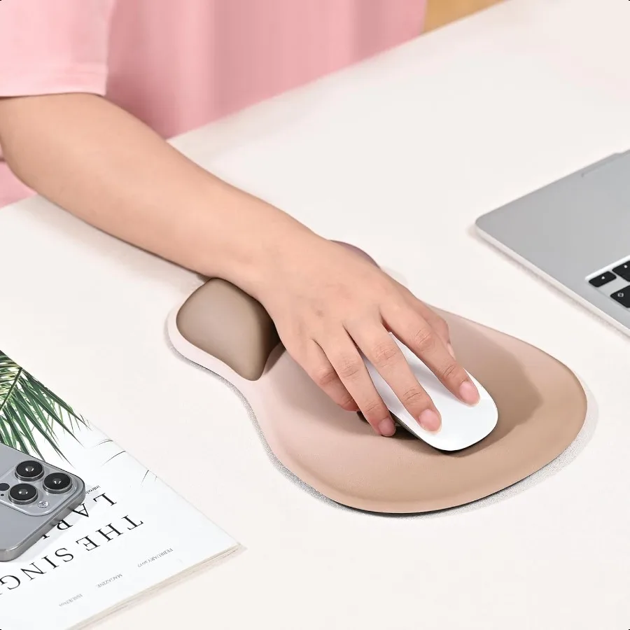 Alas Mouse Ergonomis dengan Sandaran Pergelangan Tangan Gel Desain Cekung Tengah Mengurangi Nyeri Pergelangan Tangan Alas Mouse Anti Selip untuk Laptop Kantor D