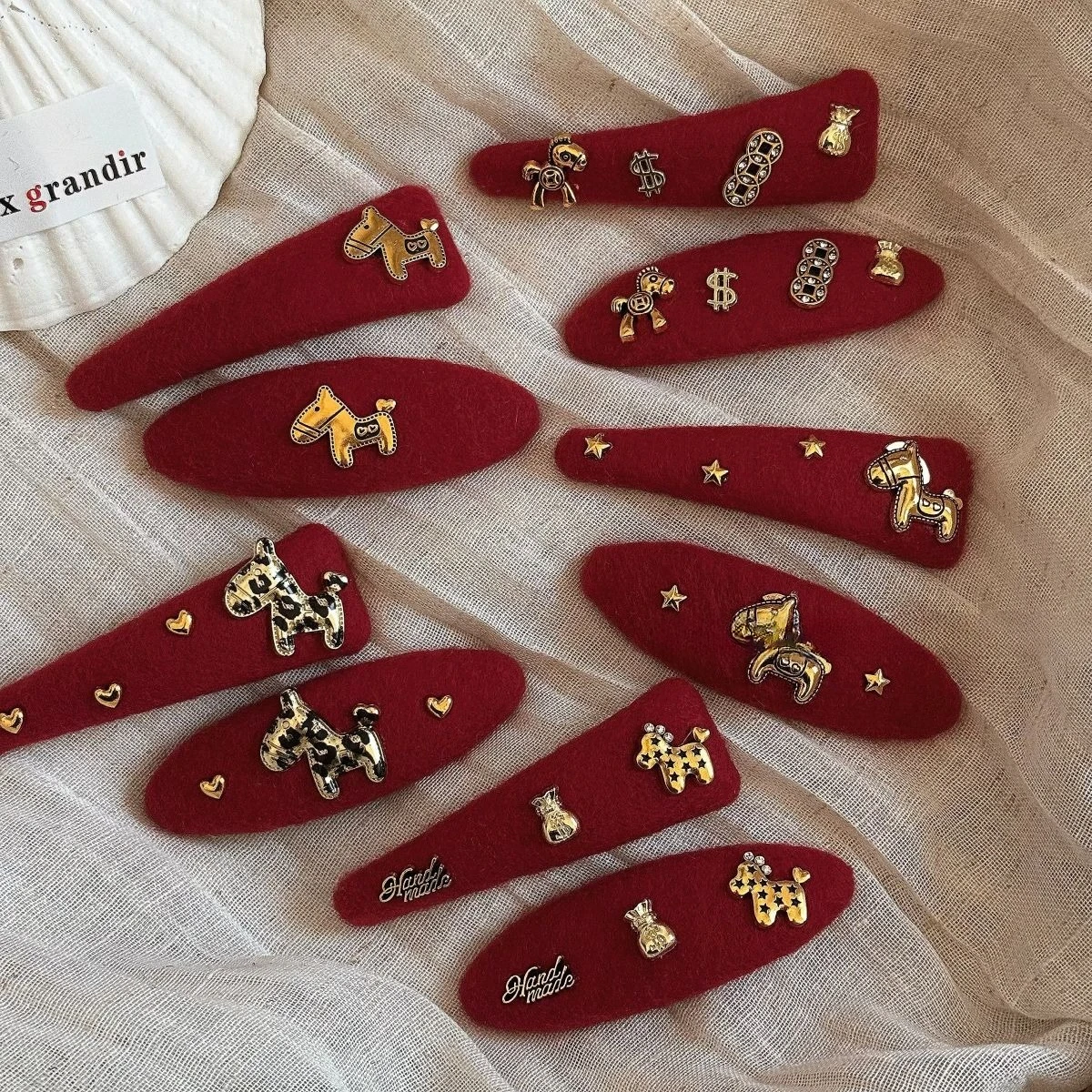 New Year Red Style Hair Side Clip for The Year of The Horse Exquisite Headwear Small Bangs Clip BB Clip Hair Style Accessories