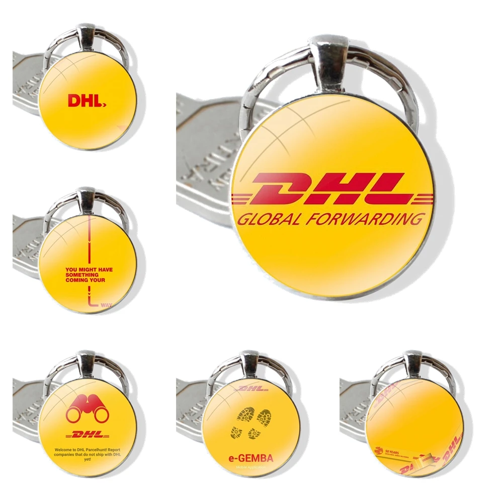 25mm Glass Cabohcon Keychain Key Rings for Women Men Jewelry Gift Logo DHL