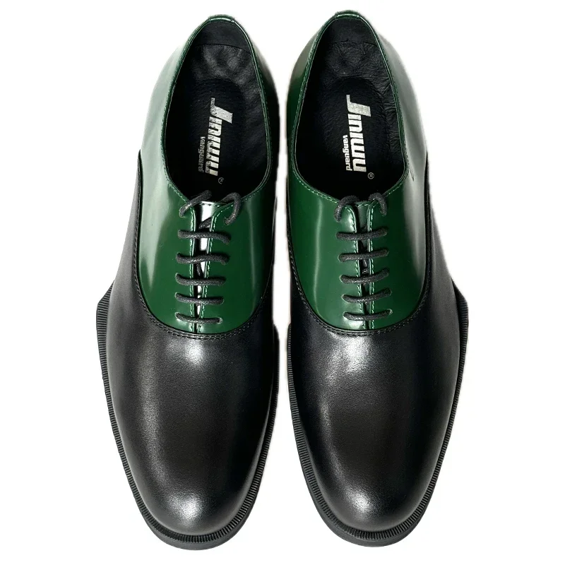 

2025 Men's Casual Shoes Genuine Leather Thick Sole Round Head Lace Up Formal Leather Shoes Gift
