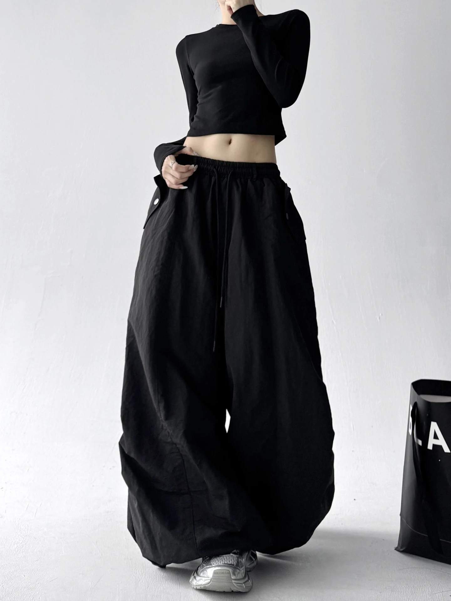 กางเกงทำงานทรงหลวมสไตล์อเมริกันสำหรับผู้หญิง รุ่น Thiened American Sle Bla Paratrooper เหมาะสำหรับเต้นแจ๊ส ใส่สบายๆ ในฤดูใบไม้ร่วงและฤดูหนาว