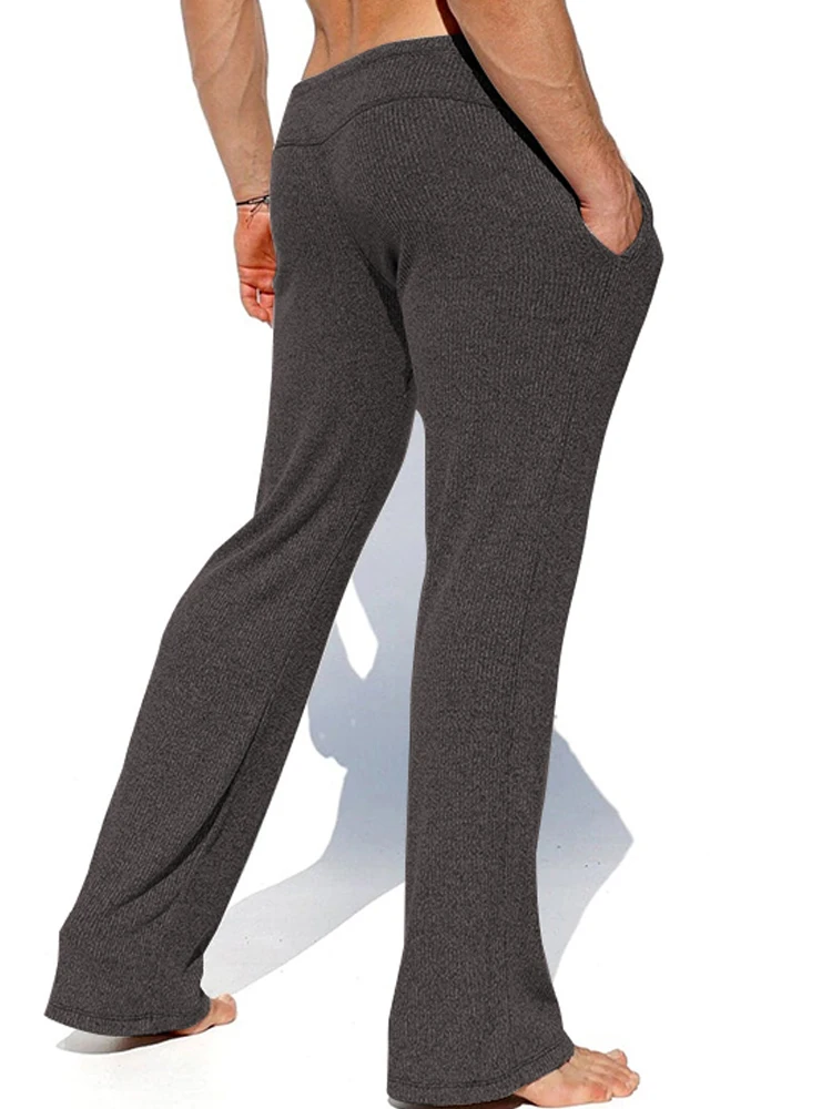 

Mens Spring Fall Daily Casual Solid Color Straight Pants Sexy Sleepwear Men Pants Underwear Thin Breathable Slim Pajamas Pants