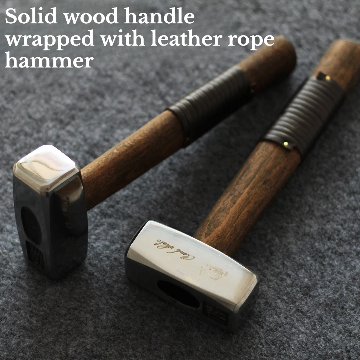 mirror-stone-hammer-solid-wood-handle-wrapped-leather-rope-outdoor-camping-portable-emergency-tool-hammer