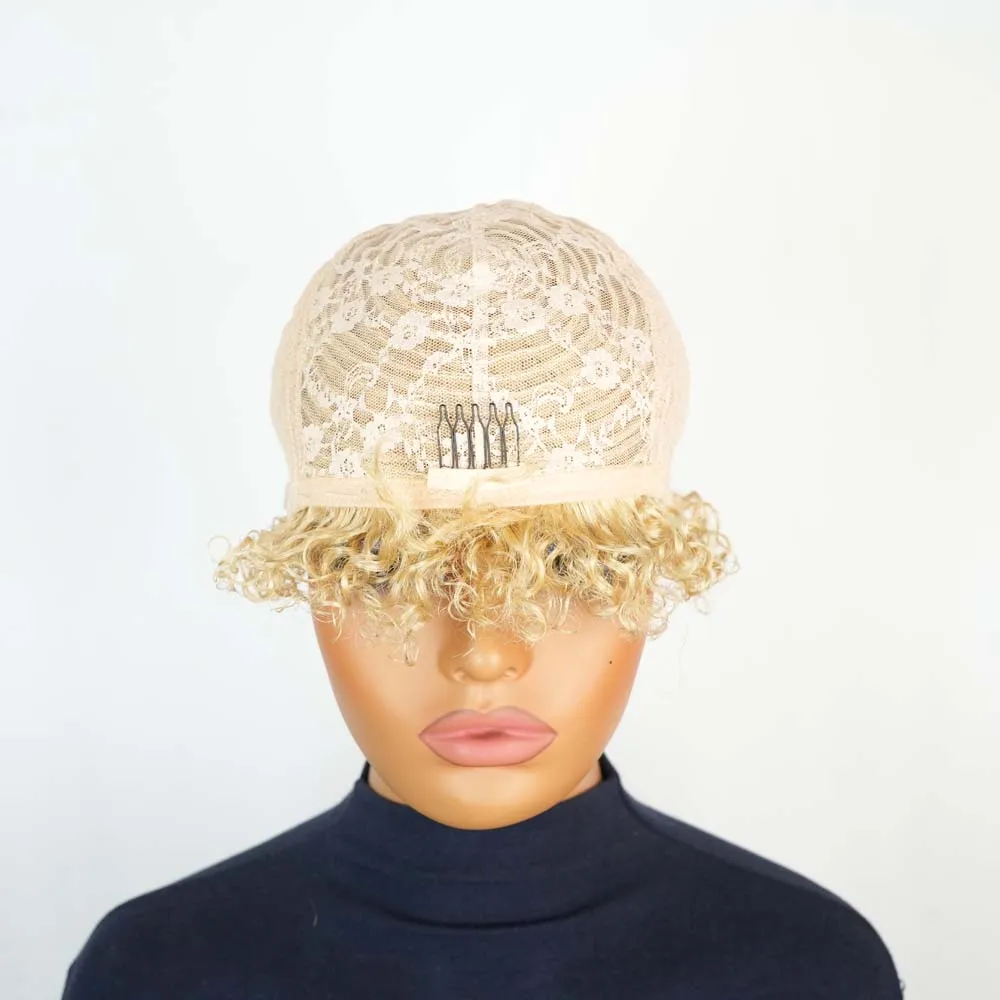 قصيرة عابث الأفرو شعر مستعار شديد التجعد شقراء بوب شعر مستعار مع الانفجارات البرازيلي آلة صنع ريمي خصلات الشعر المستعار الإنسان جيري مجعد للنساء