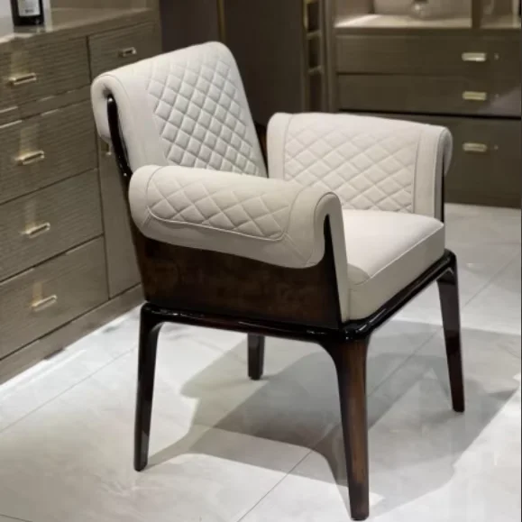 %d Factory Custom Modern Natural Wood Leather Luxury Dining Chair for Restaurant and Home Use-