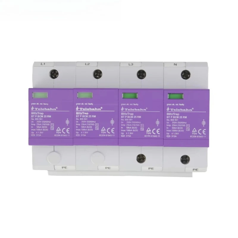 4P 25kA 10/350μs TNC-S/TN-S TUV Surge Protection Device SPD Low Voltage Surge Protector AC IP20
