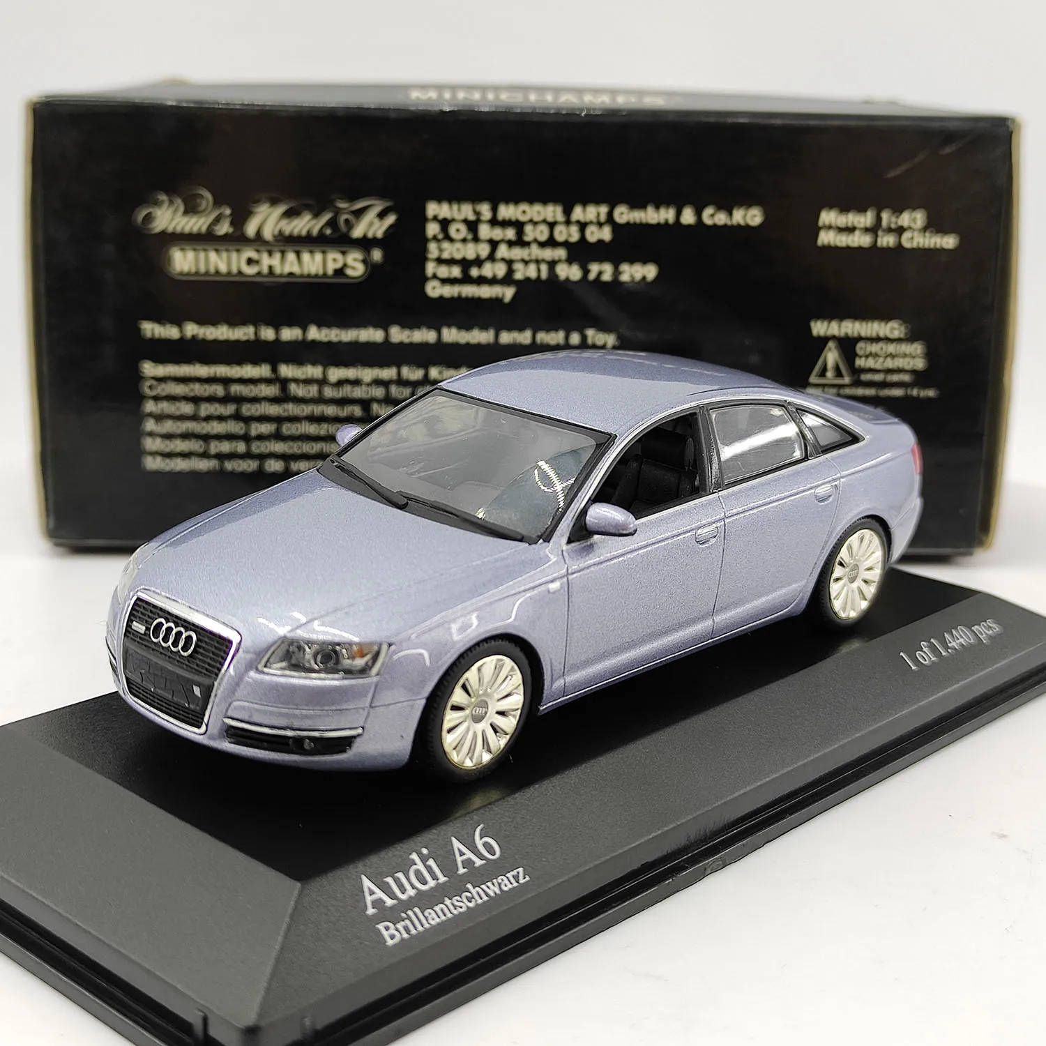 Box cracked Diecast MINICHAMPS 1:43 Scale Audi A6 2001 Alloy Car Model