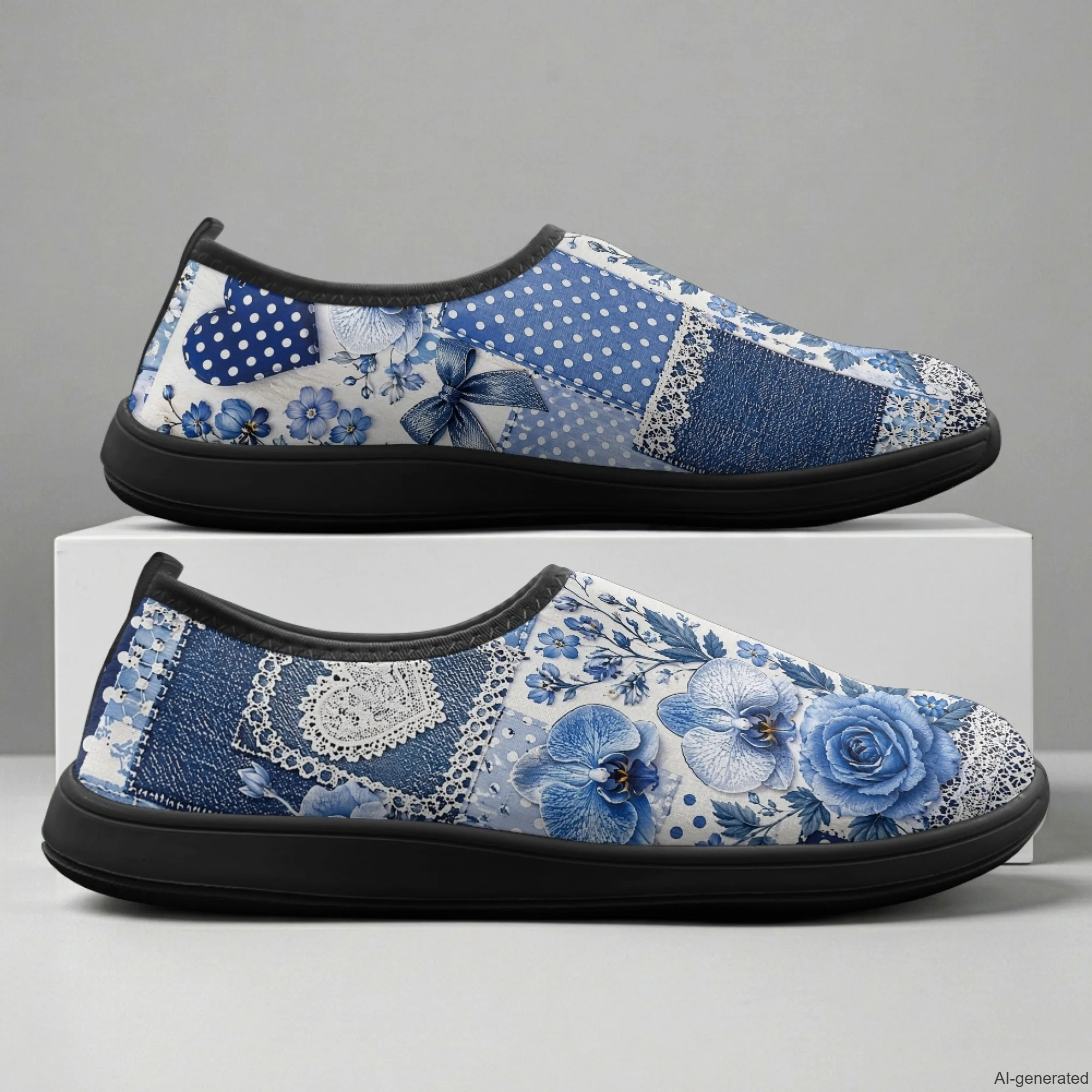 XIXIRIMIDO Slip-on Wide-toed Shoes Comfortable Shoes for Walking Breathable Walking Shoes Nursing Sneakers for Woman Shoes Blue