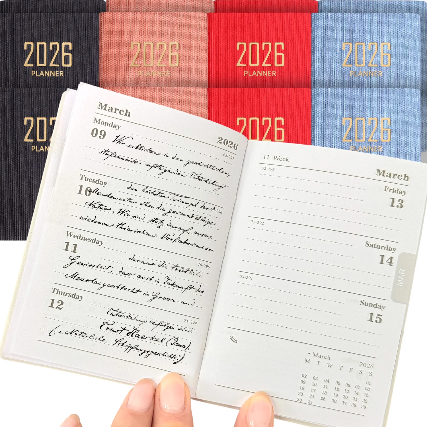 2026 365-Day المحمولة A7 جيب مخطط غطاء بولي يوريثان الجدول اليومي الأسبوعي دفتر التقويم مجلة الكتب اللوازم المكتبية المدرسية #1