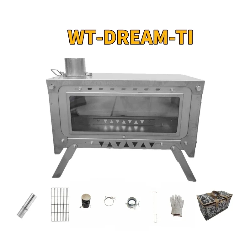 

WT-Dream-Ti Titanium furnace Plug-in folding titanium alloy outdoor tent camping wood stove grill