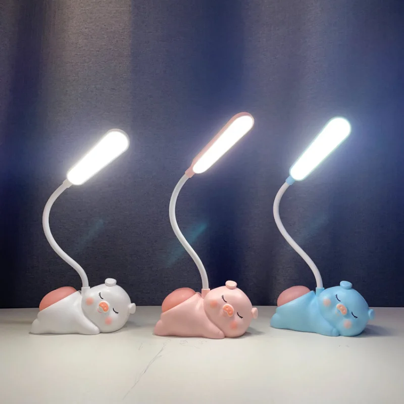 

New Cartoon Cute Pig Rabbit Rechargeable Desk Lamp Cute Study Eye Protection LED USBRechargeable Nightlight Student Bedroom