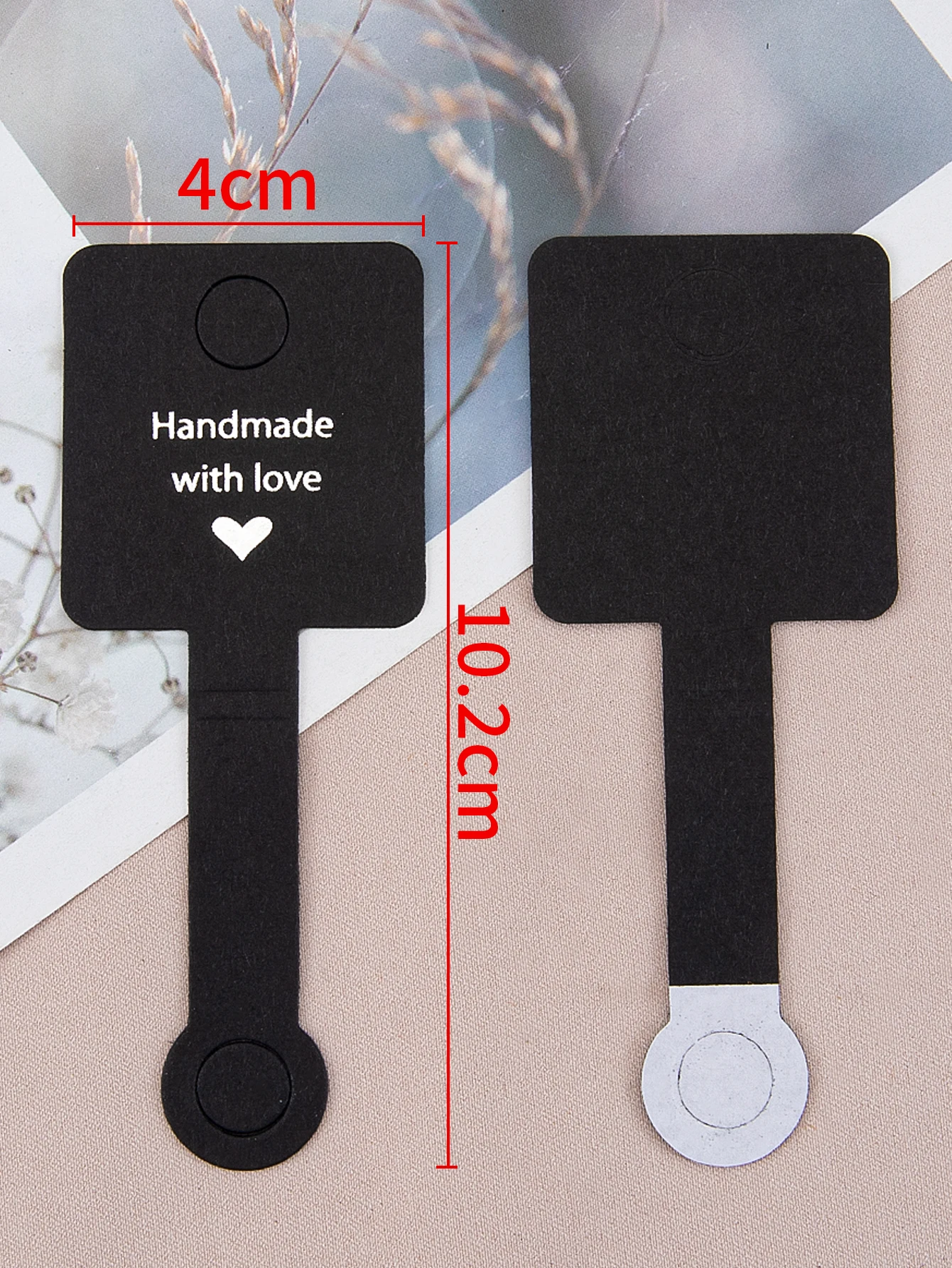 50 stuks zelfklevende kraftpapierkaarten hangende vouwkaart voor doe-het-zelf sieraden displaytags ketting armband haaraccessoire retaillabel