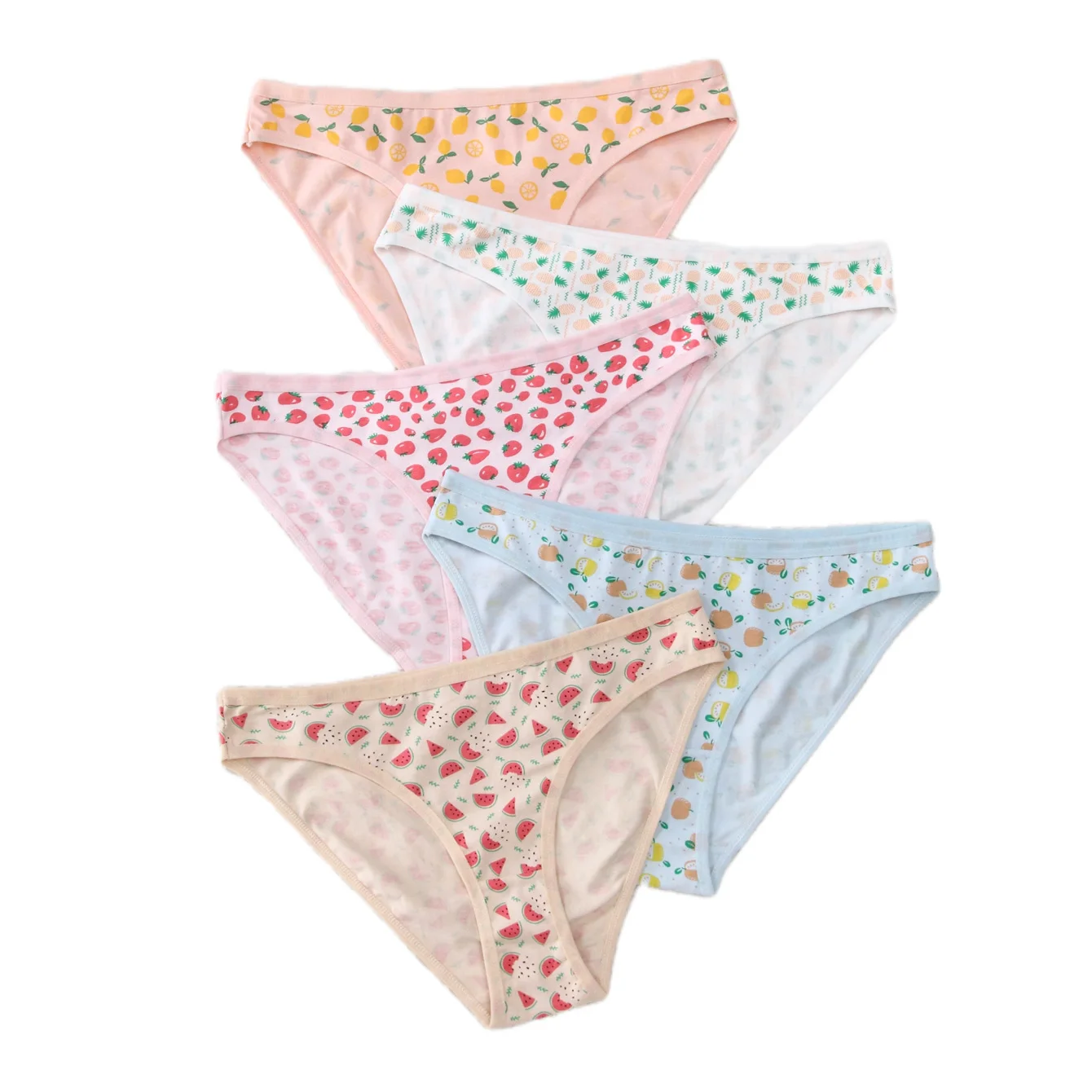 

5 упаковок смешанной фруктовой серии, милое удобное женское нижнее белье с треугольными чашками, трусы для девочек, женская верхняя одежда разных дизайнов