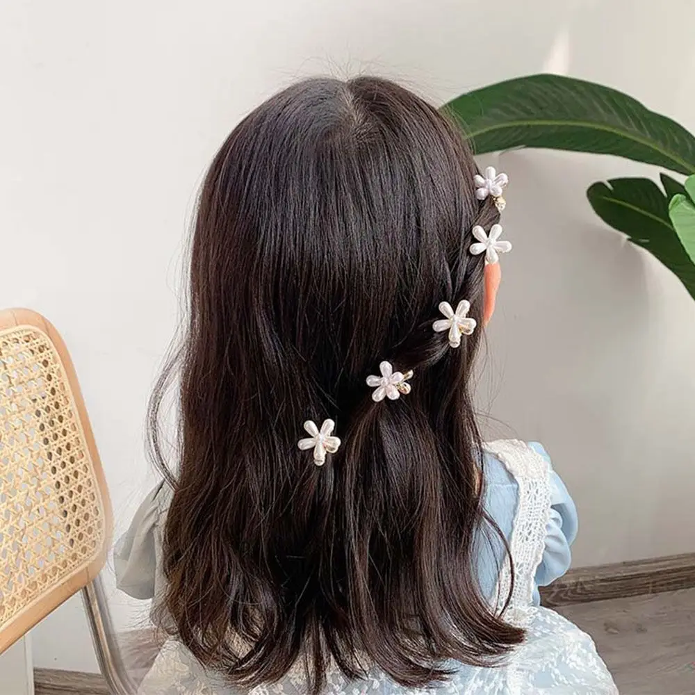 1/3/5Pcs Girls Mini Pearl Hair Claws Korean Small Flower Clips Set Hair Accessories Gold Crab Women Girls Headwear Wedding