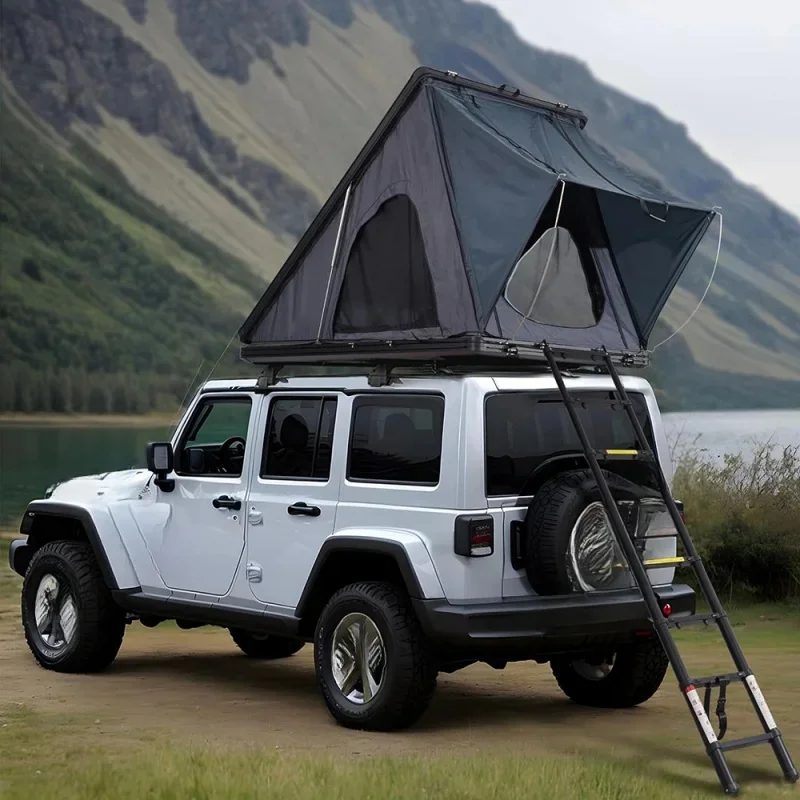 Four Season Triangle Double Layer Ultralight Ultra Thin Aluminum Hard Shell Rooftop Tent 4 Person Waterproof