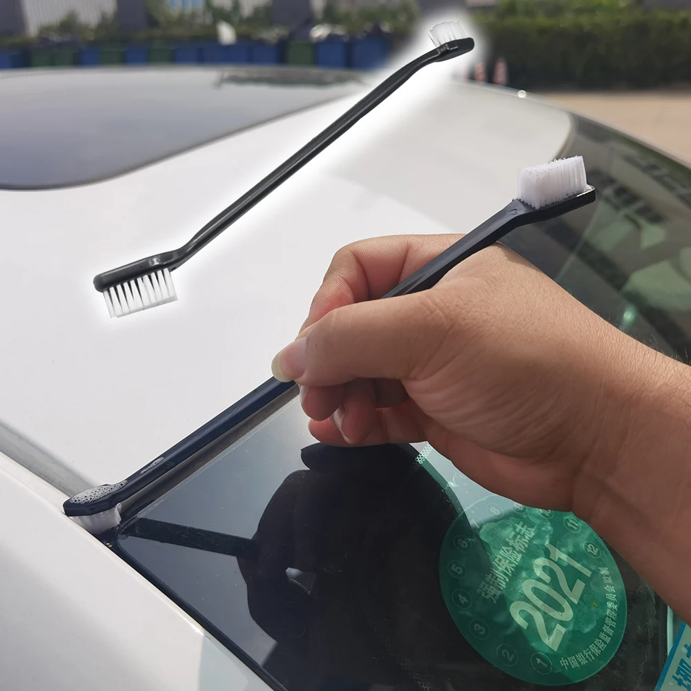 2個車のダブルヘッドの詳細ブラシハードバリタイヤホイール車のクリーニング隙間ブラシ車のクリーニングツール車隙間クリーニングブラシ