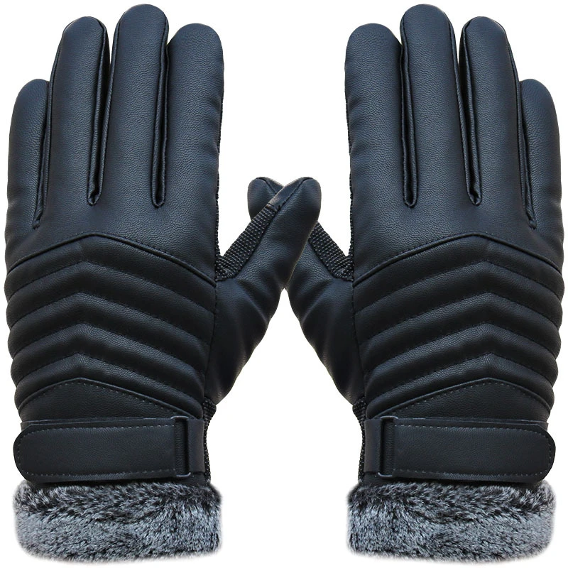 

New Autumn Winter Velvet Gloves Men Touch Screen Mittens Glove Male Thickening Hiking riding Outdoor Non-slip Leather Gloves