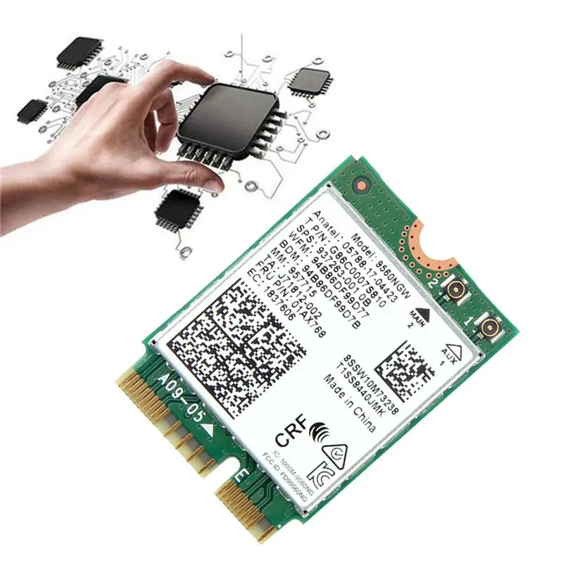~【On Sale】9560NGW WiFi Card 1730Mbps Wireless AC 9560 Dual Band 2.4G+5G Bluetooth 5.0 802.11Ac M.2 CNVI 9560NGW Wireless Adapter