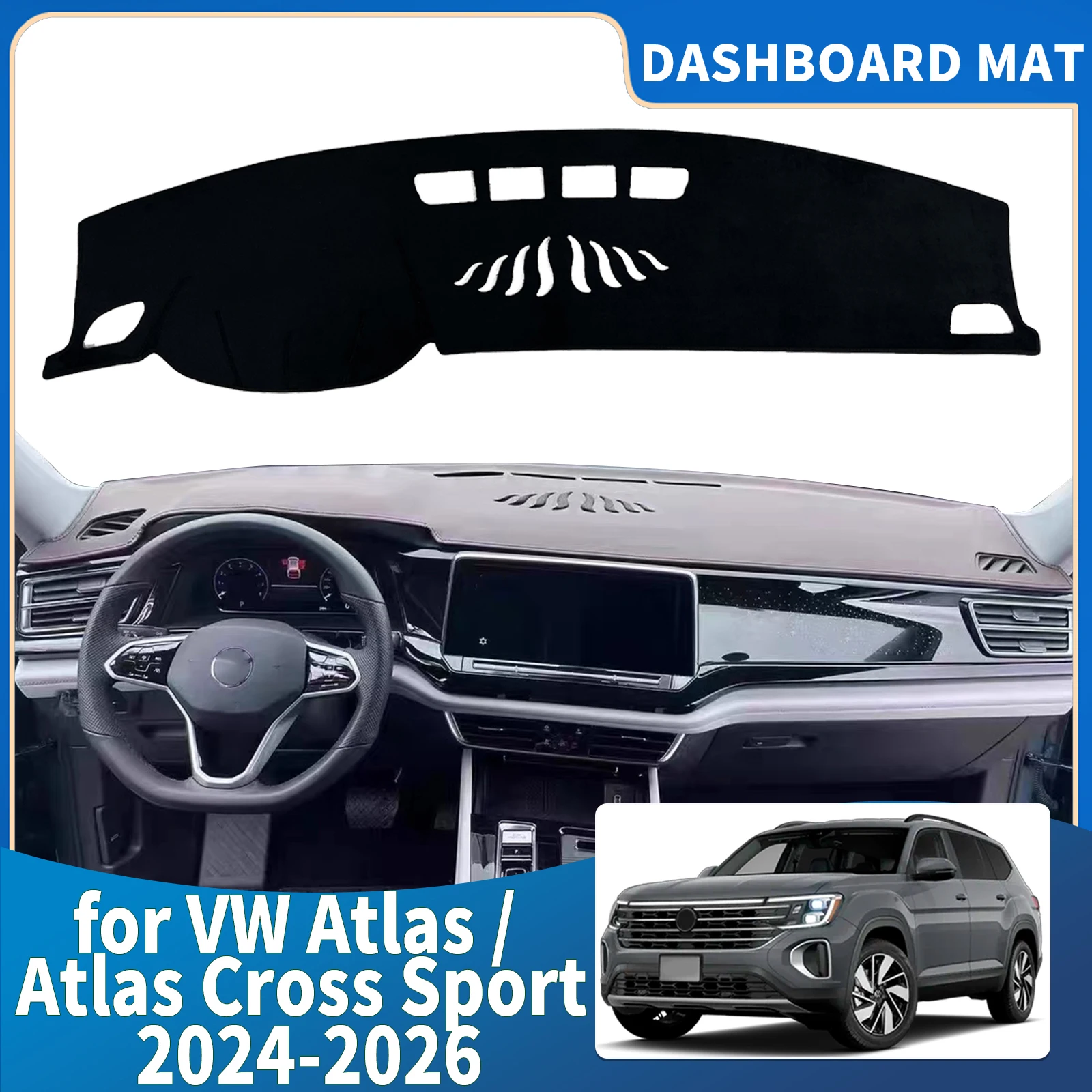 

fit for VW Atlas 2024 2025 2026 Cross Sport Car Accessories Dashmat Dashboard Cover Pad Protective Carpet DashMat Sunshade