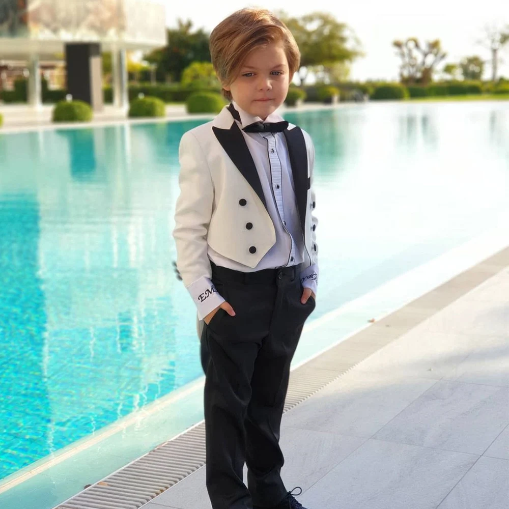 White Boy's Suit 2 Pcs Jacket+Pants Suit For Boy Wedding Party Boys Suit 6yrs To 12yrs Fashion Spring And Autumn