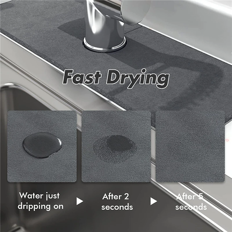 Faucet Absorbent Mat Sink Splash Guard Pad Diatom Faucet Splash Catcher Countertop Protector Cleaning Tool For Kitchen Bathroom