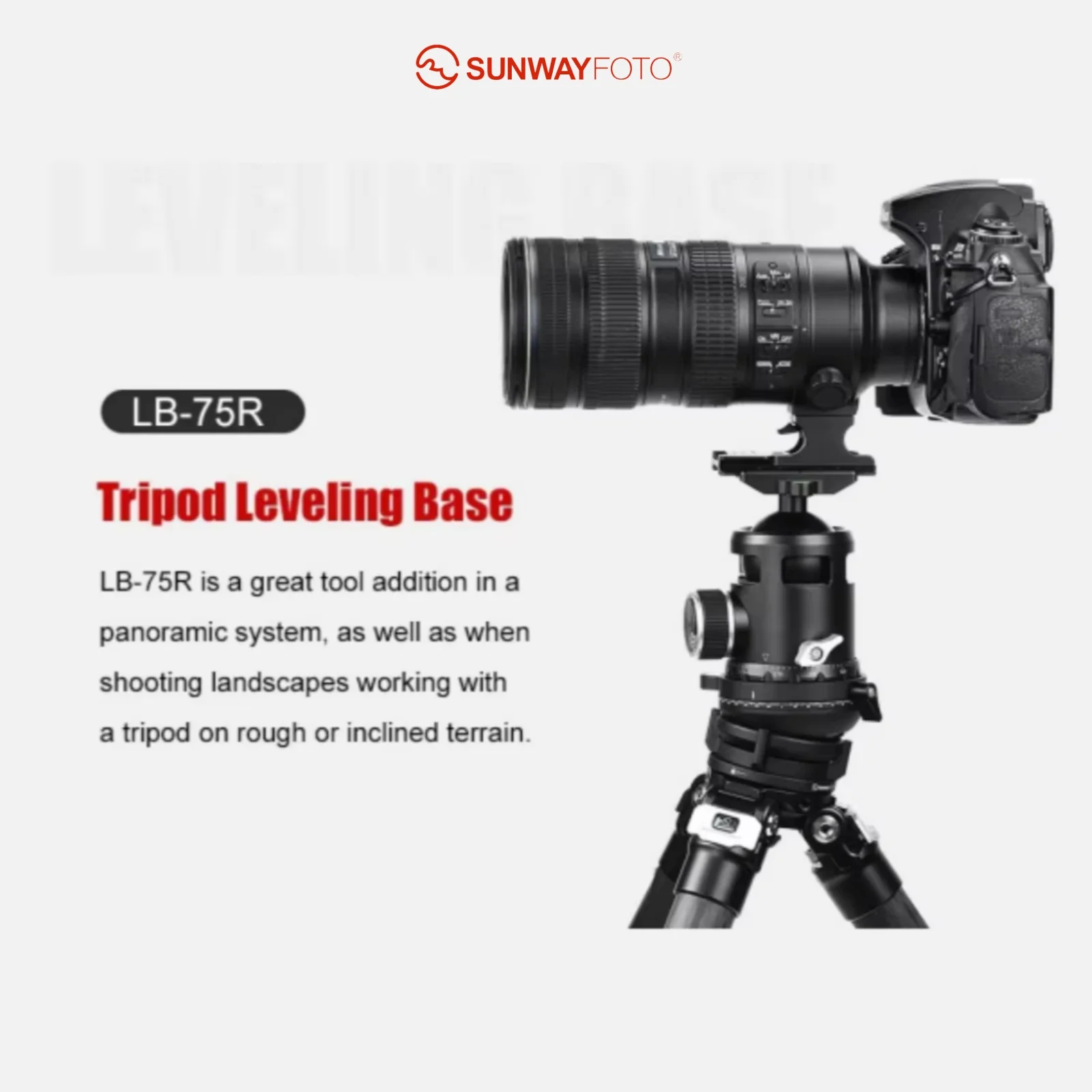 SUNWAYFOTO Leveling Base 360° Panoramic Tripod Head 33 lbs（15kg） Load Capacity