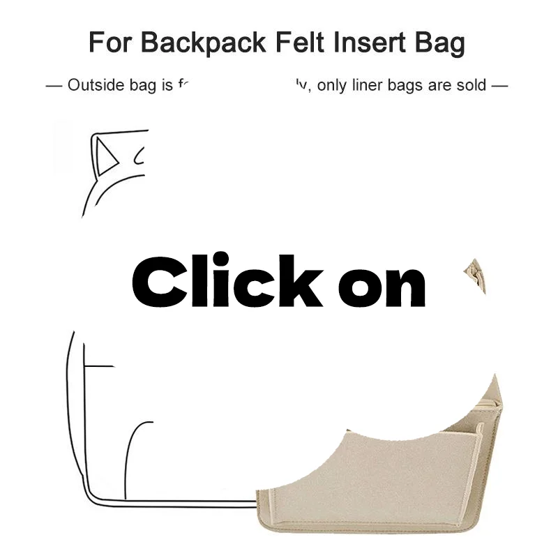 Large Capacity Felt Storage Bag, Travel Inner Pouch, Portable Backpack Organizer for Shoulder Bags & Handbags