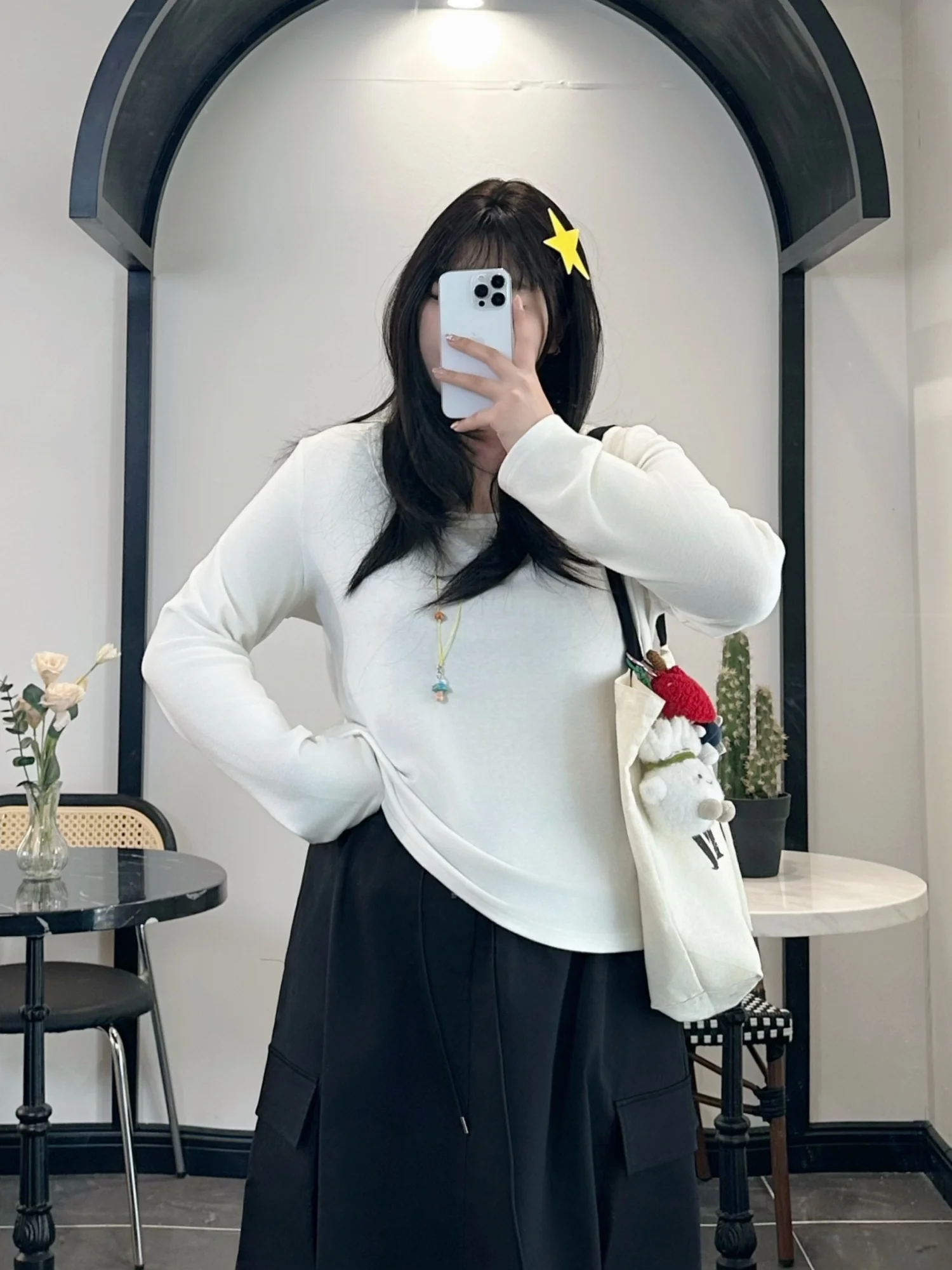 

plus Size Casual Long Sleeve T-Shirt for Women Spring Commute Slimming Effect Meat Covering Thick Sister Large Women's Top
