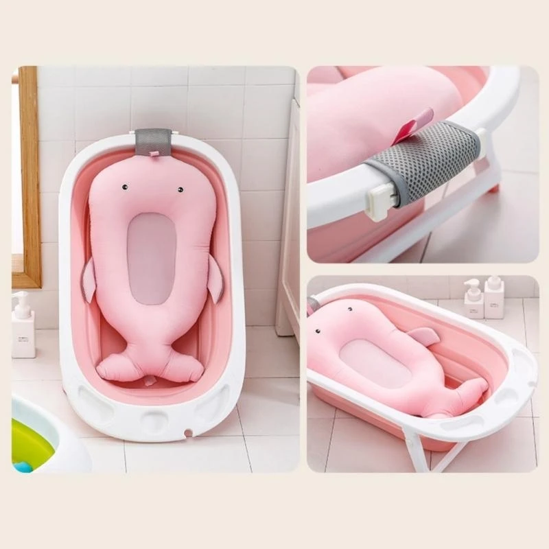 J15U بساط حمام للأطفال حديثي الولادة وسادة استحمام بتصميم مريح #5