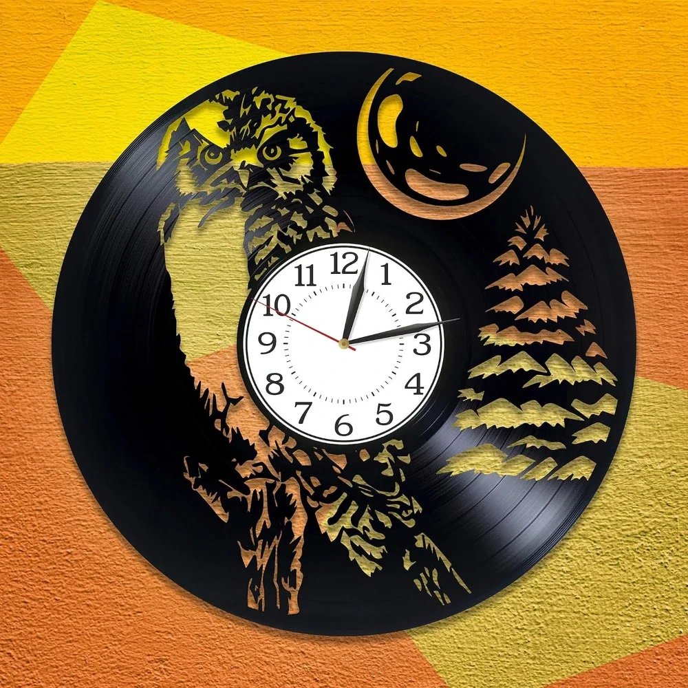 Owl Vinyl Clock 12 Inches Original Home Decoration Owl Vinyl Record Wall Clock Smart Symbolic Gift Creative Owl Art Wall Watch