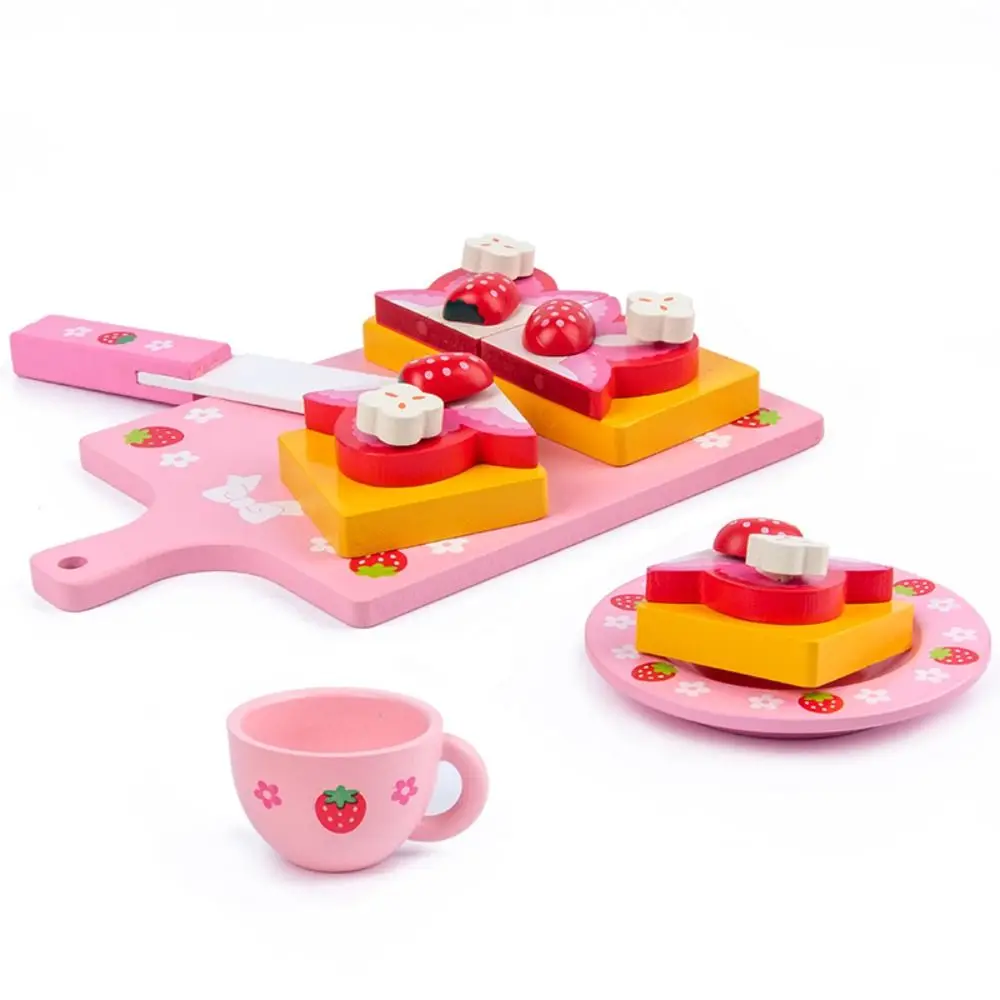 イチゴデザイン木製シミュレーションケーキおもちゃトッポッキモデル絶妙な職人技ごっこ遊びキッチン食品おもちゃ