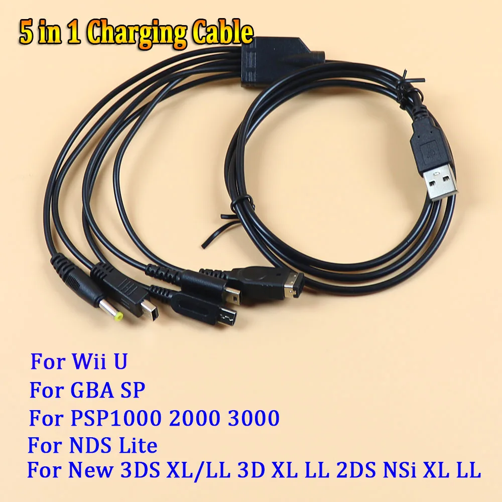 5 In 1 USB Charging Cable For Nintendo New 3DS Xl Nds Lite Ndsi Ll Wii U Charger Cable For nintendo GBA For Sony PSP 1000/2000