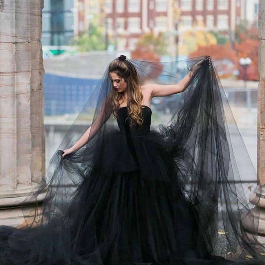 

New Arrival One Layers Wedding veils Black Tulle veil brides Vestido de noiva Bridal veil wedding accessories