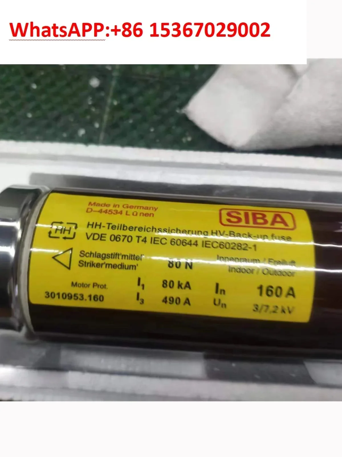 

SIBA Xiba high voltage fuse 3010953.160 fuse 7.2KV160A fuse size 442 * 67