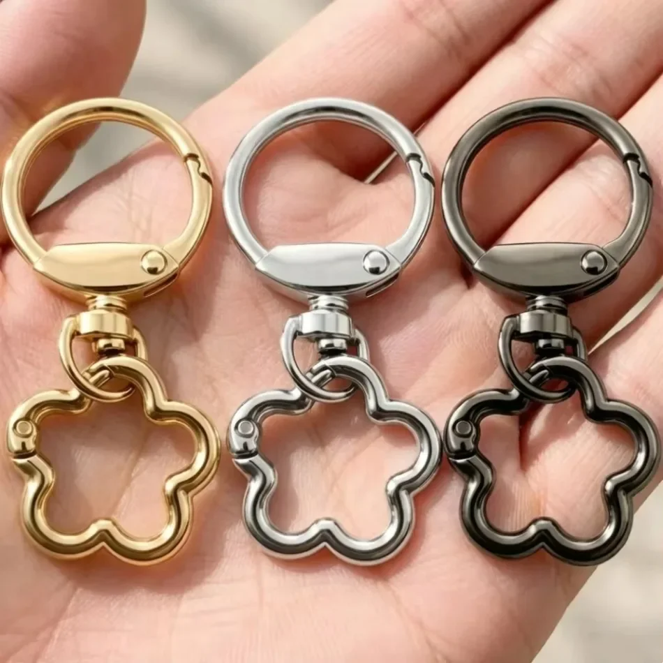 2-50Pcs flower-Shaped Snap Keychain Clips with Round Spring O Rings for Lanyards DIY Crafts Keychains Attachments Accessories