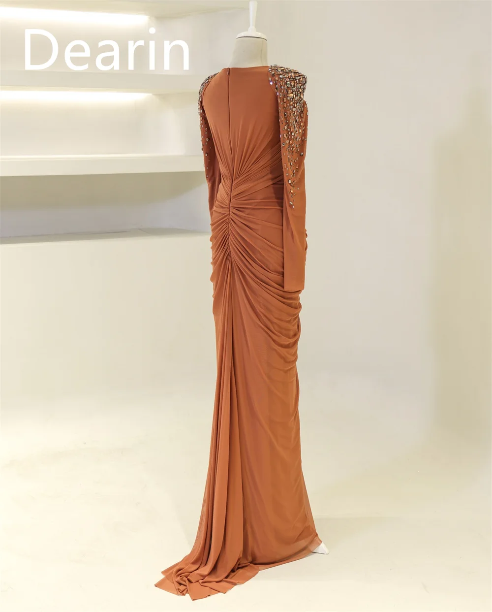 Customized Prom Dress Dearin Jewel Column Floor Length Skirts Vertically Bespoke Occasion Dresses Formal Saudi Arabia Evening Go