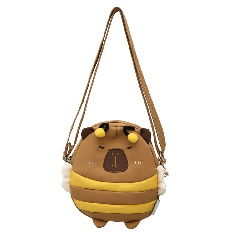 

Cute Plush Doll Pendant Capybara Nylon Bag Large Capacity Bee Cartoon Shoulder Pouch Pink White Creative Crossbody Bag Students