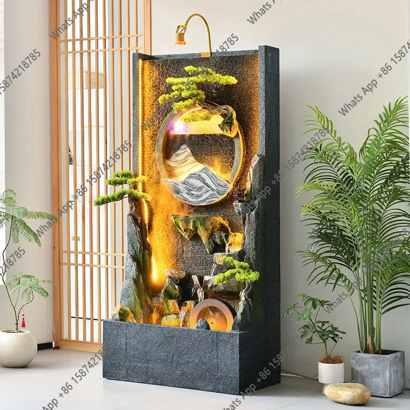 

Bn Small Courtyard Water System Flowing Water Ornament Wheel Circulating Courtyard Screen Wall Rockery Floor Water Feature