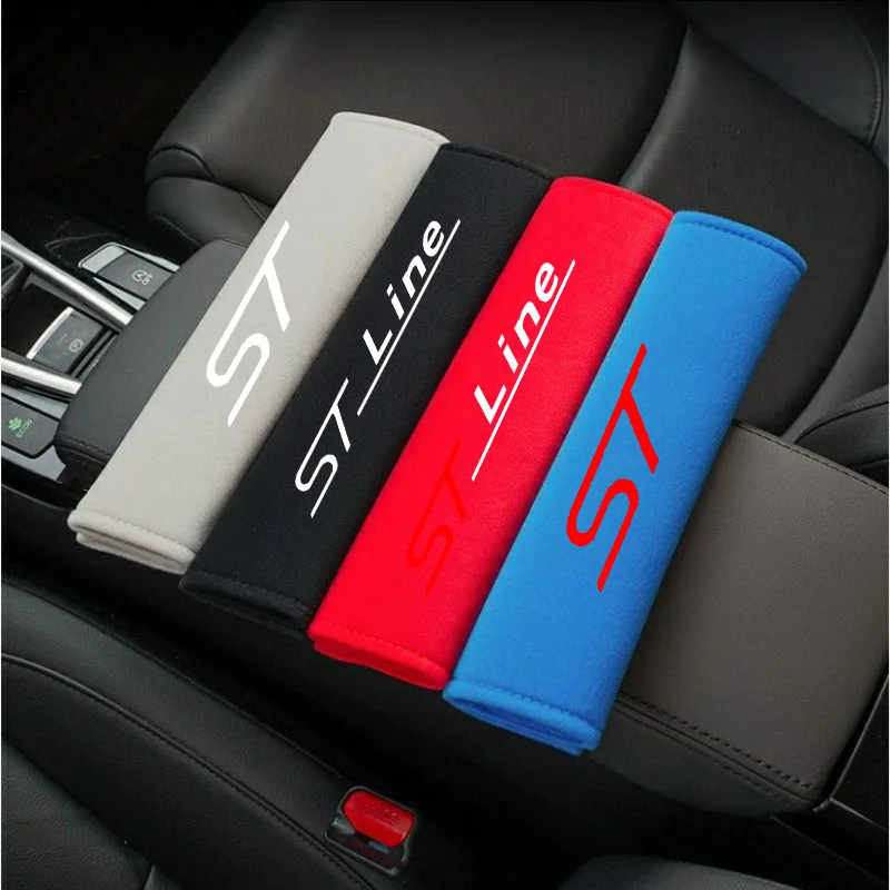 2pcs Car Seat Belt Cover Shoulder Pads Auto Interior Decoration Accessories For Ford ST LINE Fiesta EcoSport Escort FOCUS mk5